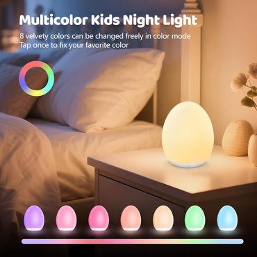 MediAcous Egg Night Light – 7‑Color Dimmable Touch Nursery Lamp