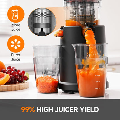 AOBOSI 135mm Large Feed Chute 1.5L 200W Cold Press Juicer – Black