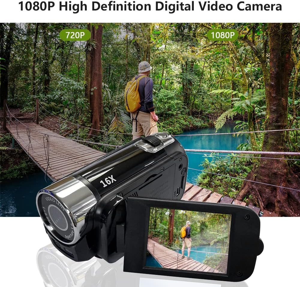 Andoer 111 Portable 1080P HD Digital Video Camera Camcorder 16MP 2.7-Inch LCD 16X Zoom