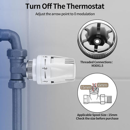 Thermostatic Radiator Head 3 Pack M30x1.5 Smart Valve Replacement for Home Heating