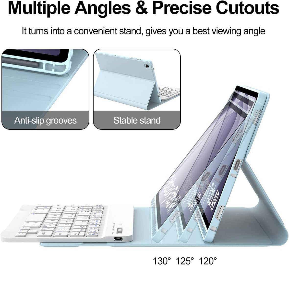 Blue Detachable Bluetooth Keyboard Case for Samsung Galaxy Tab A9