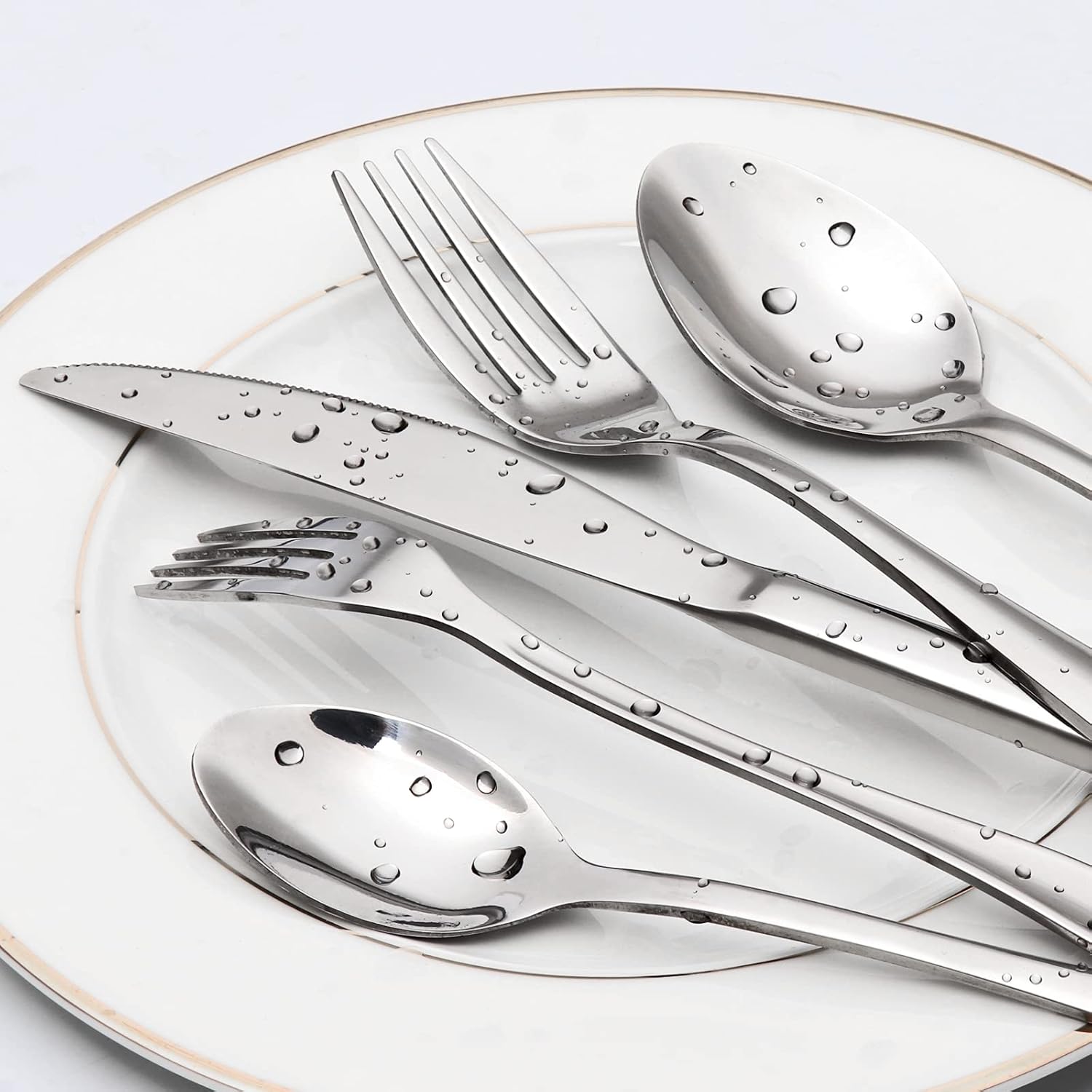 48-Piece Premium Stainless Steel Silverware Set with Serving Utensils