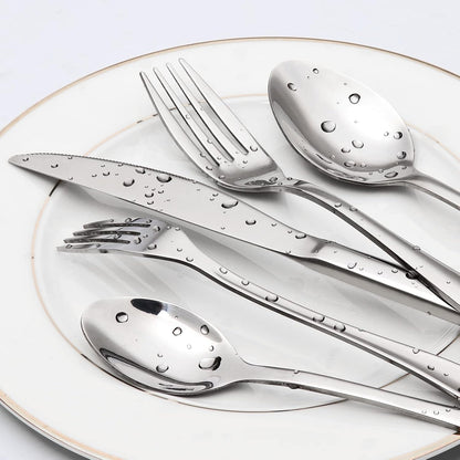 48-Piece Premium Stainless Steel Silverware Set with Serving Utensils