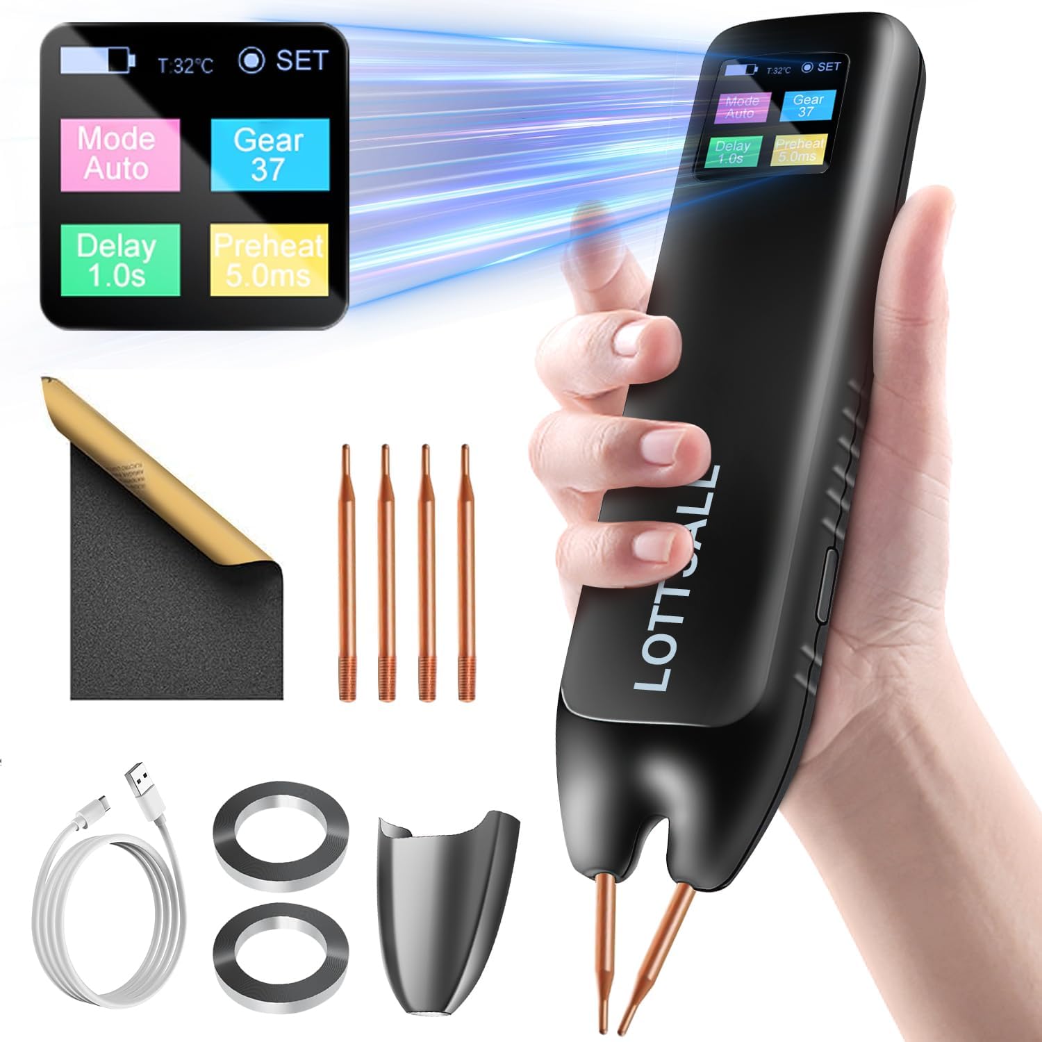 Lottsall Portable Spot Welder with Battery – 99 Speed Settings