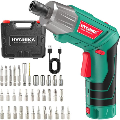HYCHIKA 6Nm Cordless Screwdriver with 36 Accessories and LED Light