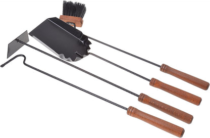 Aqbau 4-Piece Modern Fireplace Tool Set Black
