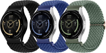 SNBLK 3 Pack Braided Elastic Nylon Watch Band for Garmin Samsung