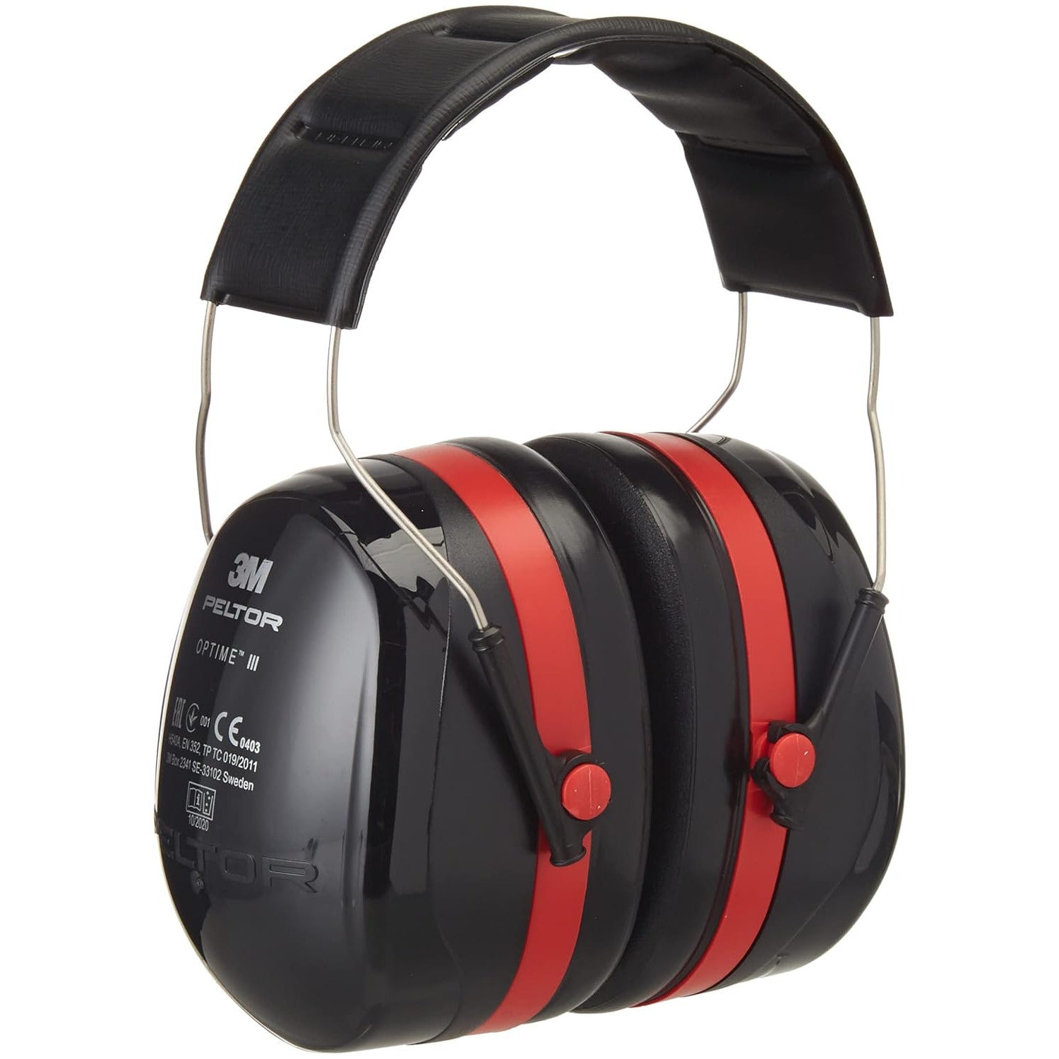 3M Peltor Optime III Adjustable Ear Defenders with Red/Black Cushioning