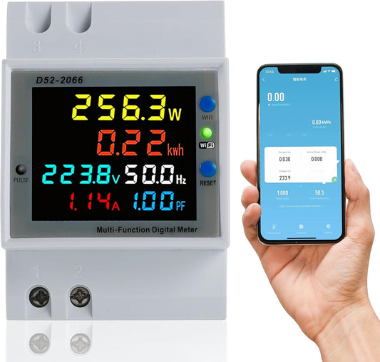 BOSYTRO Smart WiFi Electricity Meter: 1-Phase AC40-300V 100A DIN Rail KWh Monitor