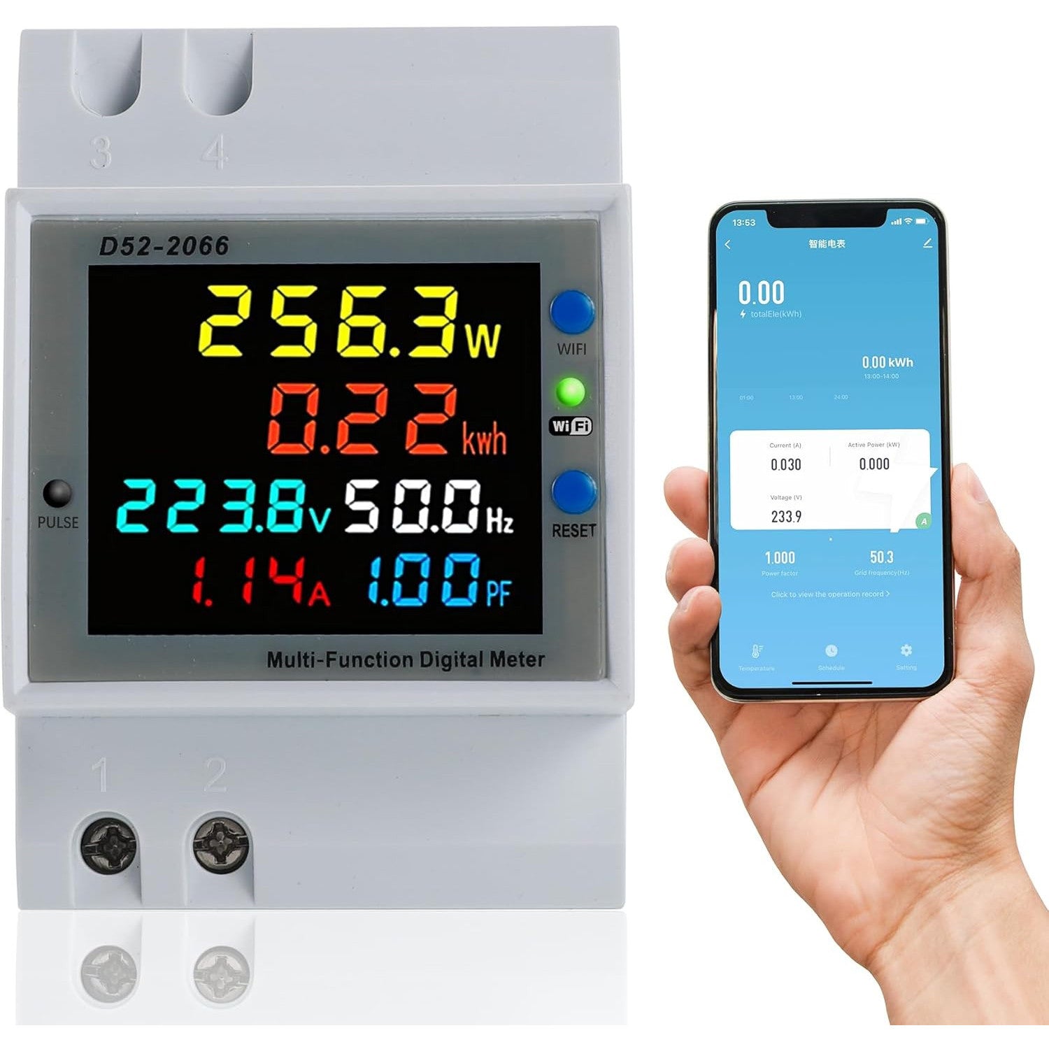BOSYTRO Smart WiFi Electricity Meter: 1-Phase AC40-300V 100A DIN Rail KWh Monitor