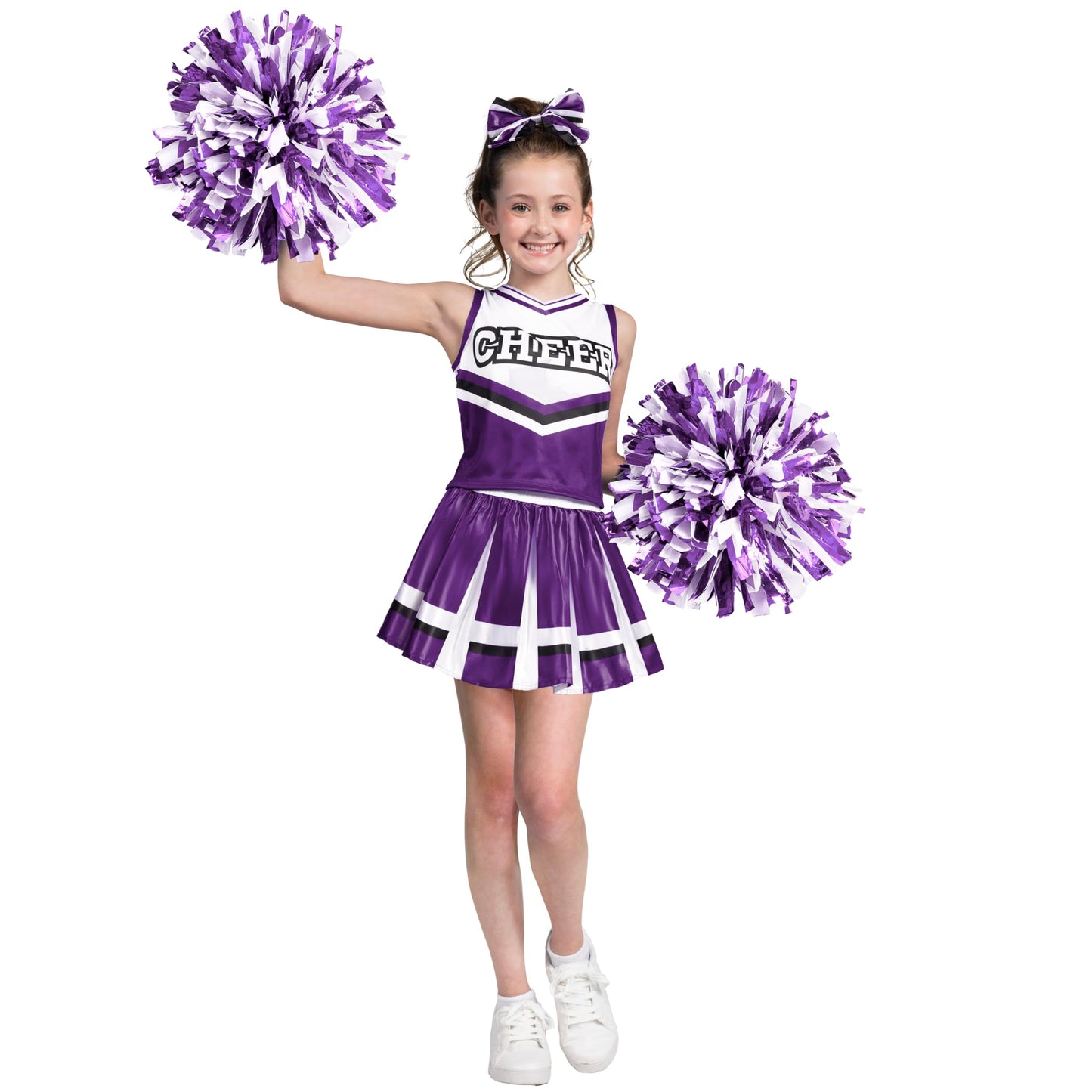 Spooktacular Purple & White Girls Cheerleader Costume – Halloween Outfit