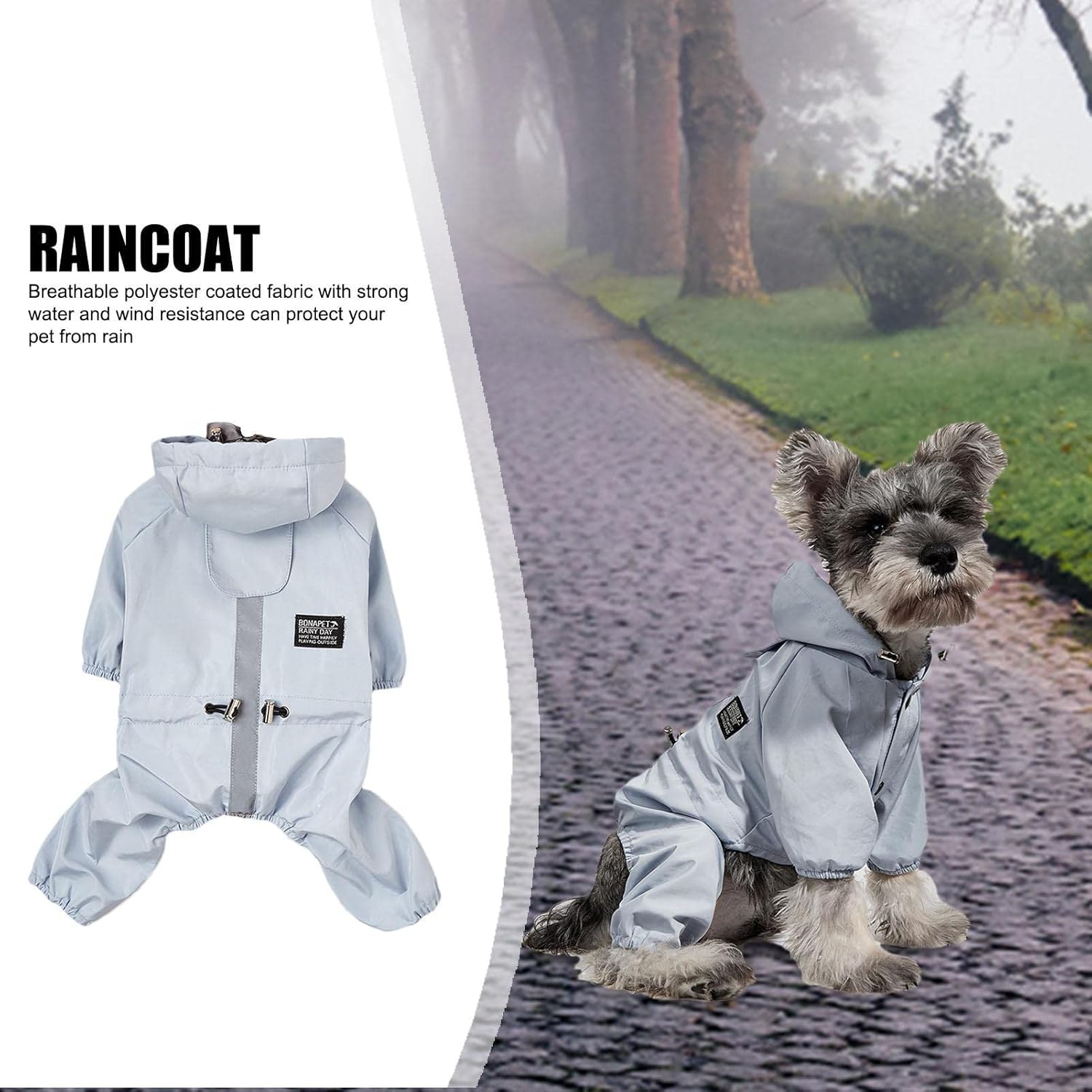 Raxove Reflective Waterproof Dog Raincoat with Hood