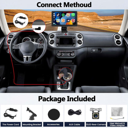 SIXWIN 7‑inch Portable Wireless CarPlay Android Auto Touchscreen Stereo