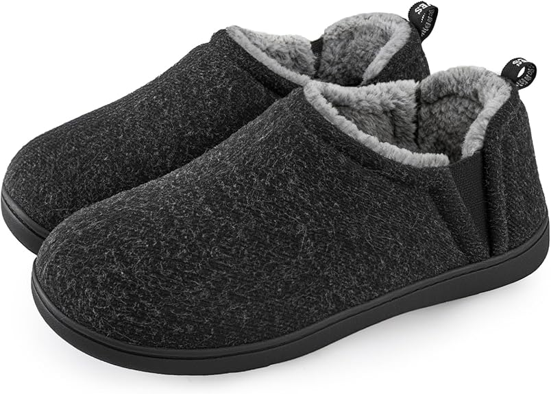 Snug Leaves Men's Faux Wool Felt Slippers: Warm, Comfy Winter House Shoes.