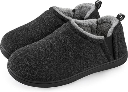 Snug Leaves Men's Faux Wool Felt Slippers: Warm, Comfy Winter House Shoes.
