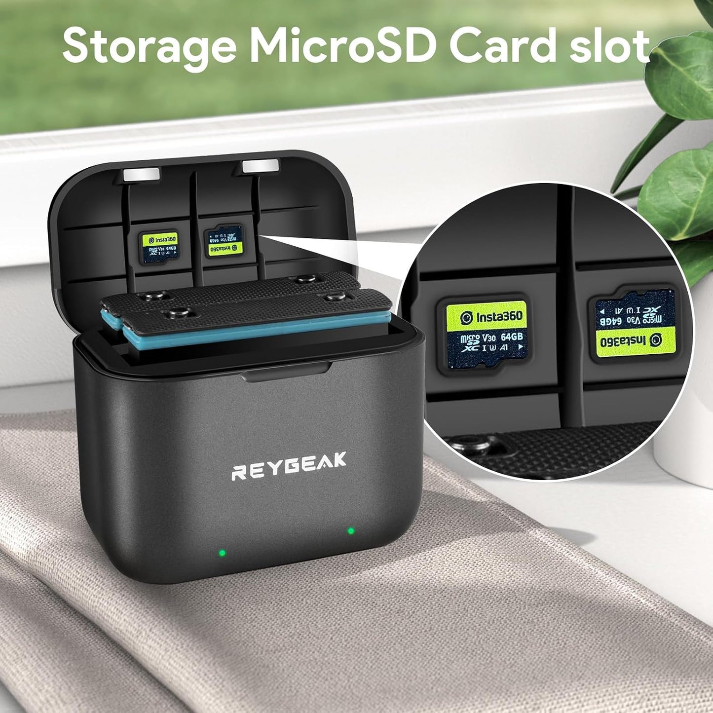REYGEAK Fast Dual Battery Charger Hub for Insta360 X3 Black
