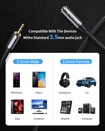 Victeck Headphone Extender Nylon Durable Audio Cable