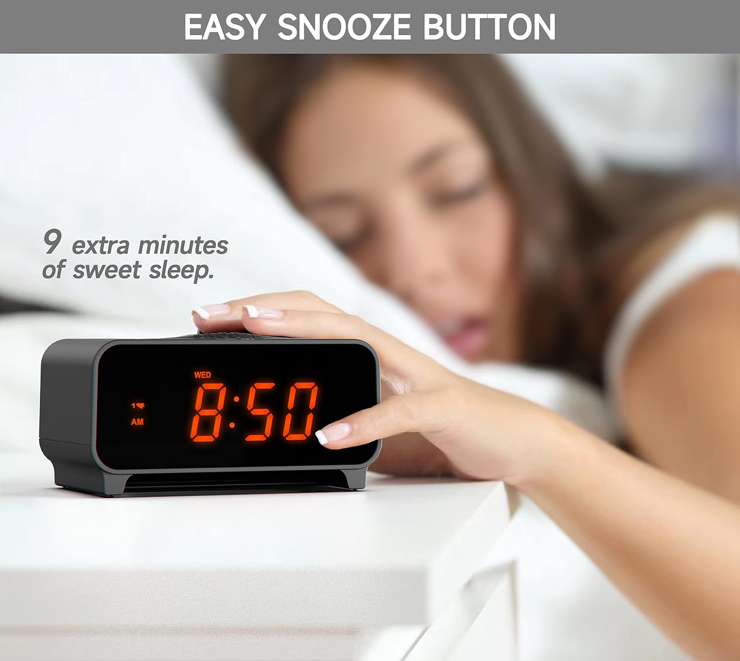 iTOMA 213 AM/FM Clock Radio with Dual Alarms Snooze Dimmer Night Light Black