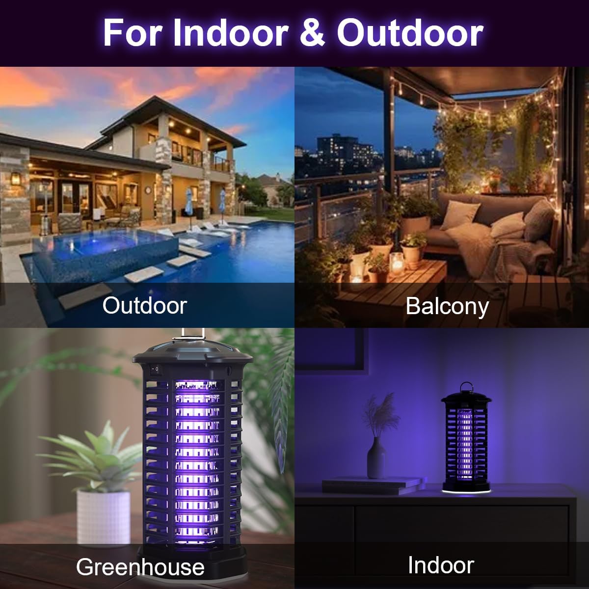 MPETAPT Electric Bug Zapper with LED Light 15W Metal Mesh Mosquito Fly Killer for Indoor Home Garden Patio Backyard