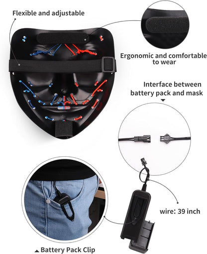 AnanBros Halloween LED Light Up Mask 3 Modes