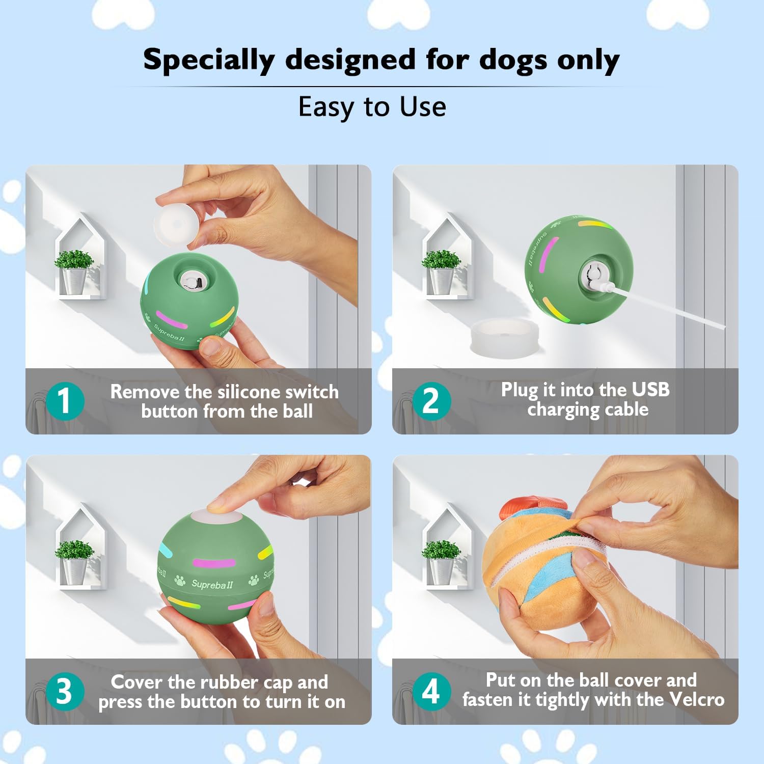 OULUXYLS M04 Interactive Dog Ball Toy Motion Activated Automatic Moving Green