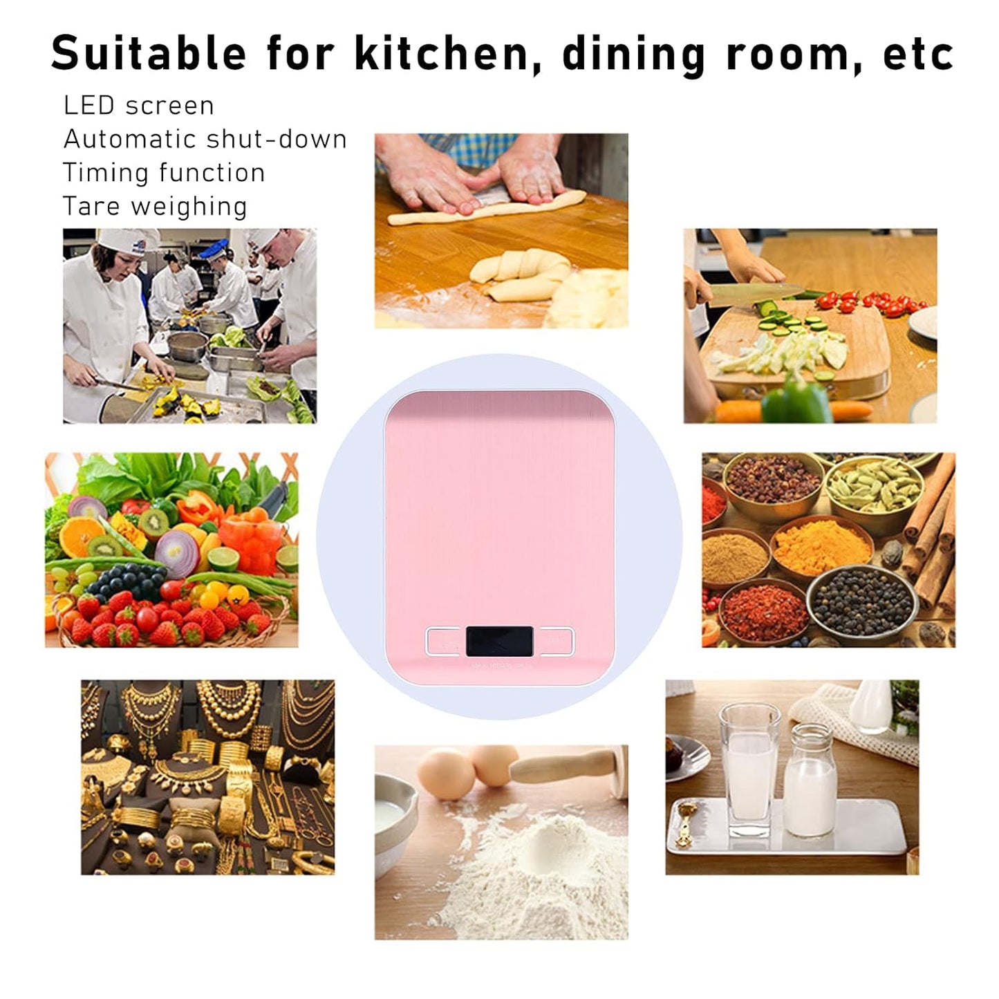 Yuecoom Stainless Steel Digital Kitchen Scale with Auto Shutoff