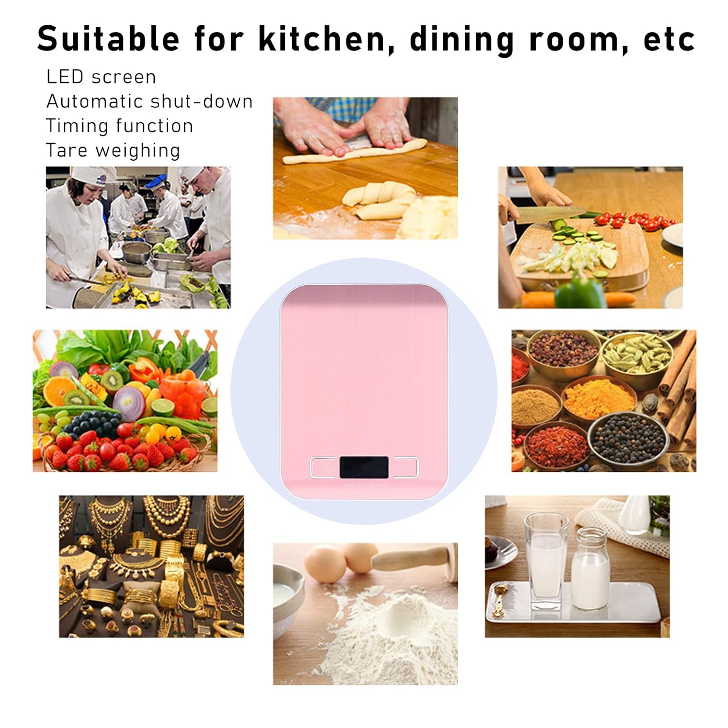 Yuecoom Stainless Steel Digital Kitchen Scale with Auto Shutoff