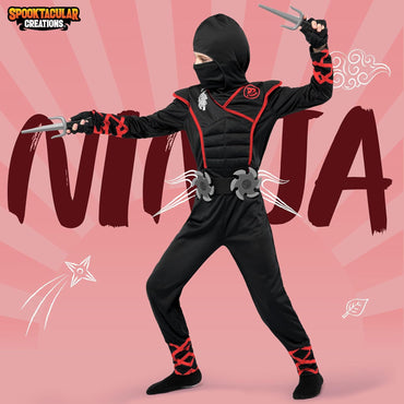 Spooktacular Creations Boys Ninja Costume Medium with Daggers and Stars