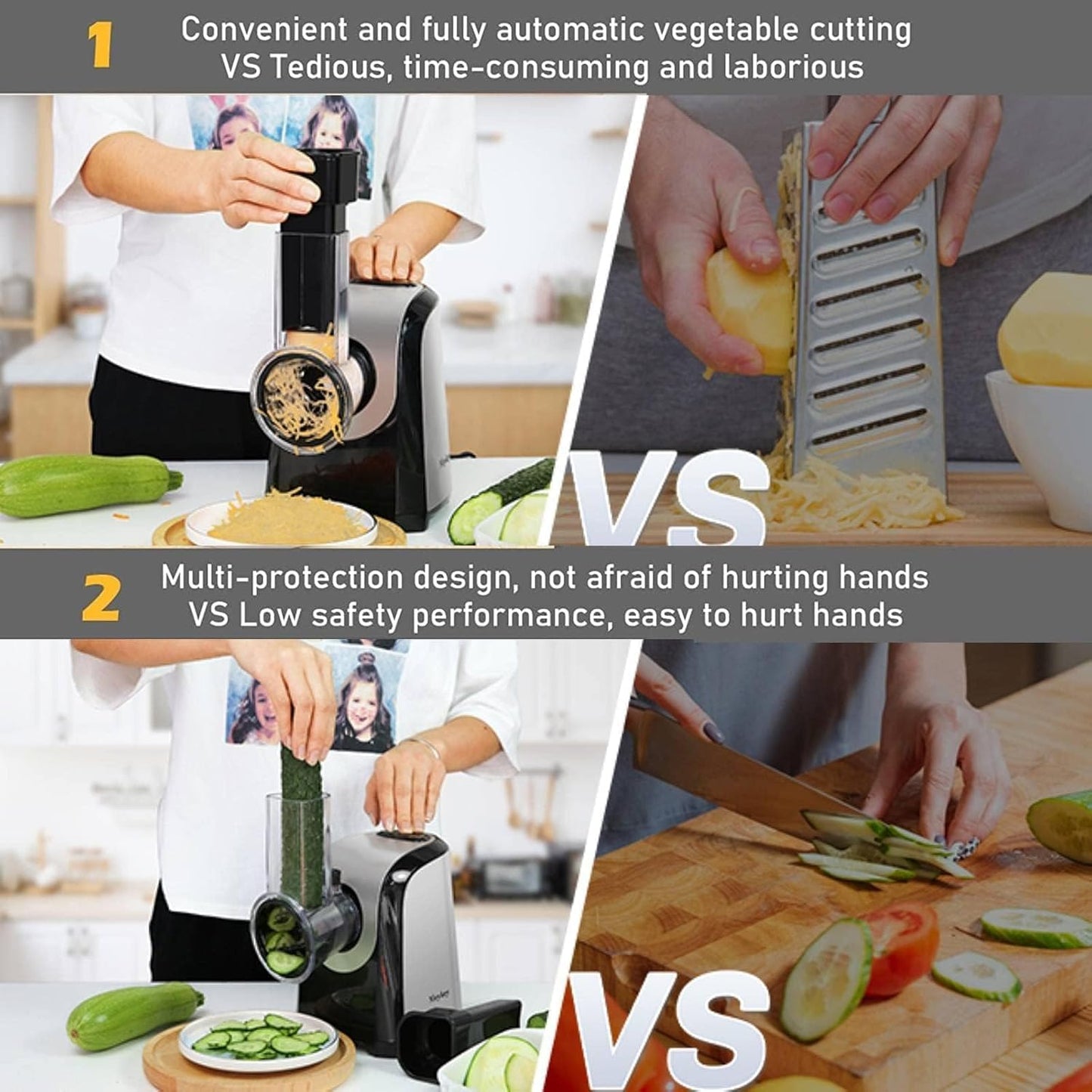 Meykey 5‑Cone Automatic Electric Vegetable Slicer with Stainless Steel Blades