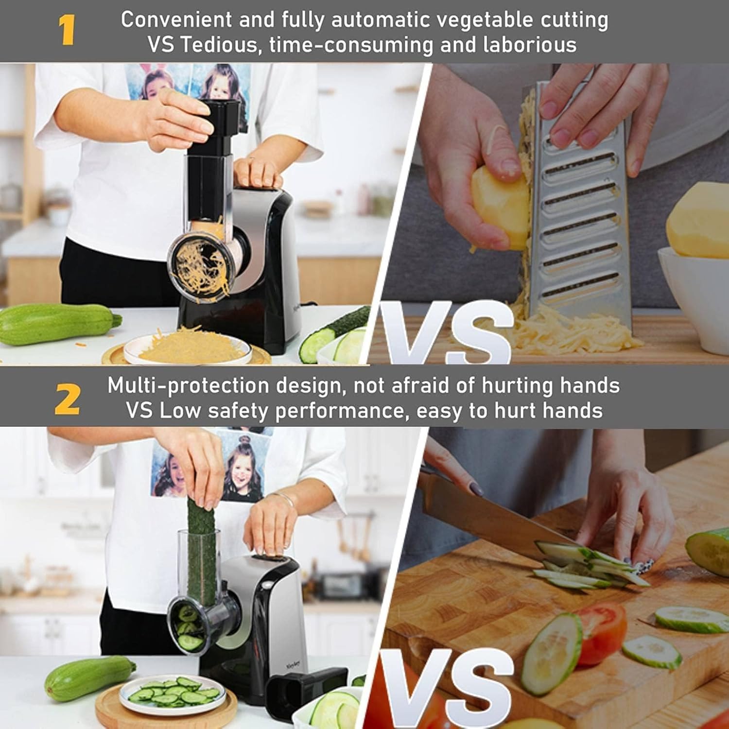 Meykey 5‑Cone Automatic Electric Vegetable Slicer with Stainless Steel Blades