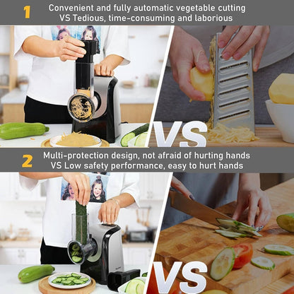 Meykey 5‑Cone Automatic Electric Vegetable Slicer with Stainless Steel Blades