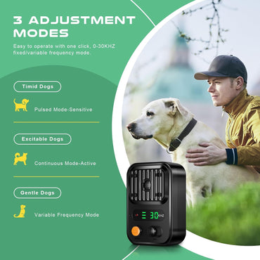Love begans Ultrasonic Anti-Bark Device 3 Modes Rechargeable Up to 10m Range Black