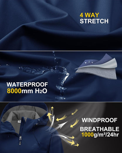 33,000ft Women's Waterproof Breathable Hooded Softshell Jacket for Outdoor Sports