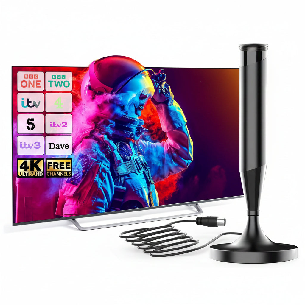 AtomDream Tech Indoor TV Aerial with Magnetic Base 360° Reception 5m Coaxial Cable Supports 8K 4K 1080P
