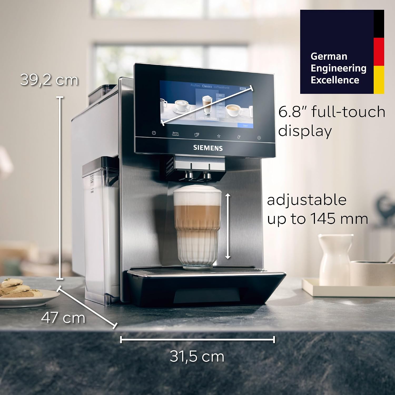 SIEMENS EQ900 Fully Automatic Bean to Cup Coffee Machine 2.3L Inox Silver