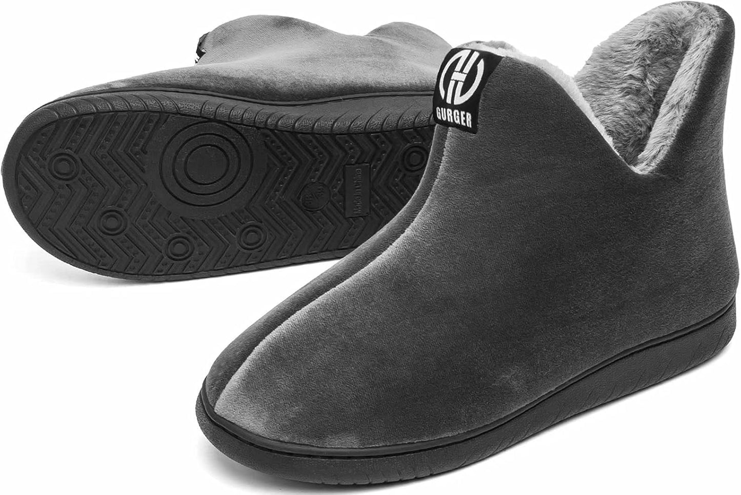 GURGER Warm Fur‑Lined Slipper Boots with Hard Sole