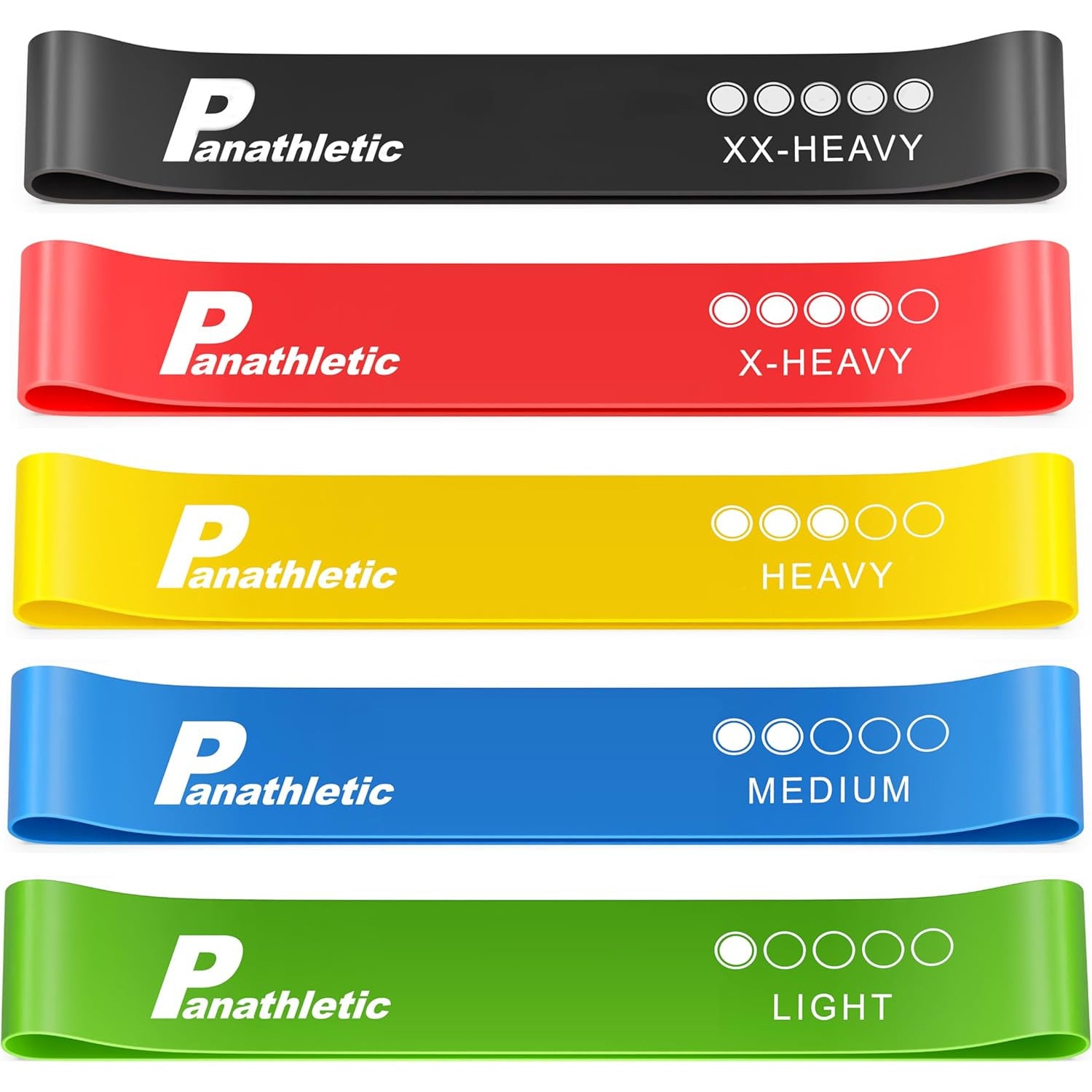 Panathletic Resistance Bands Set - 5 Different Levels for Full Body Workouts