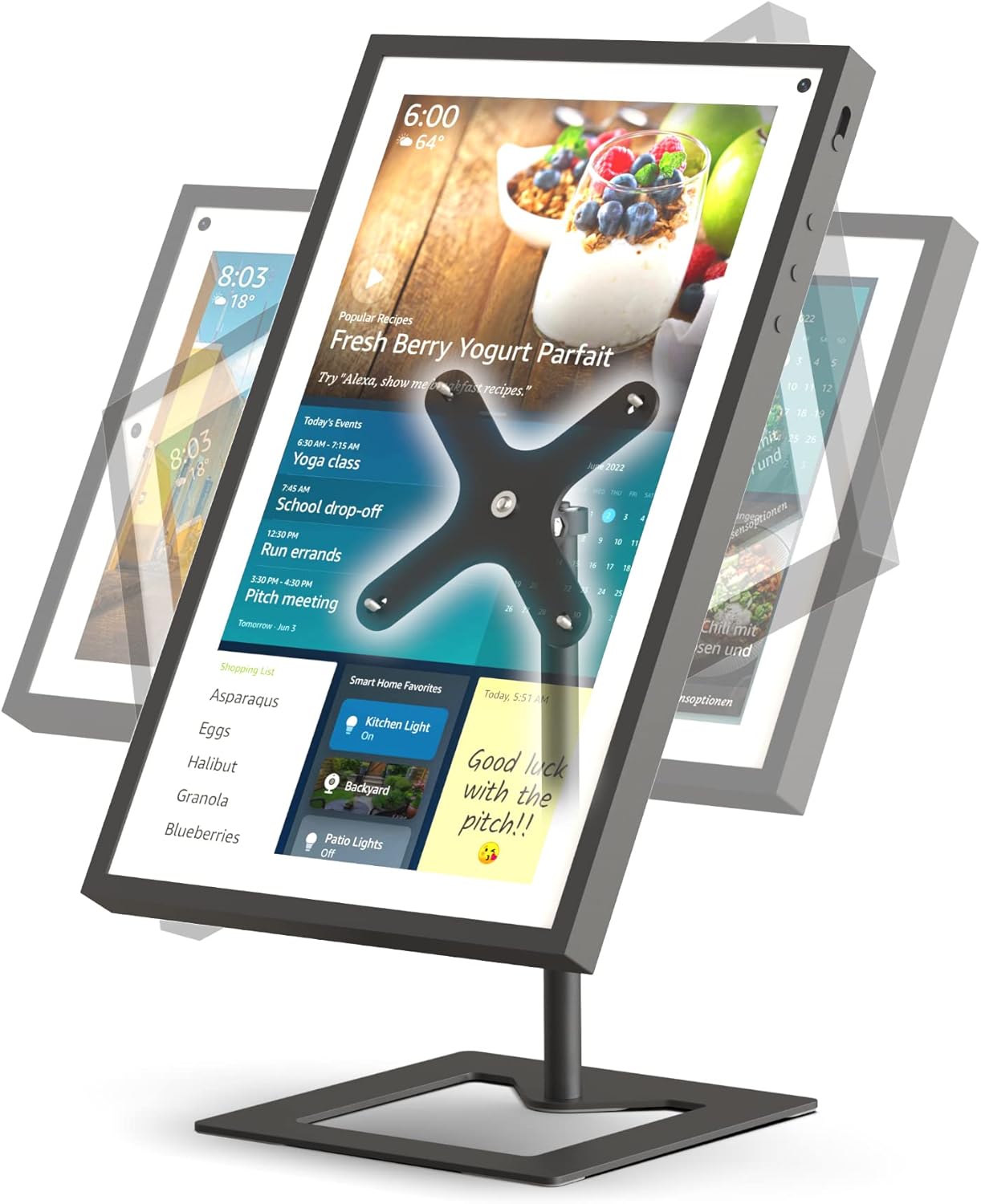 Brushed Metal Adjustable Stand for Echo Show 15, 360° Swivel