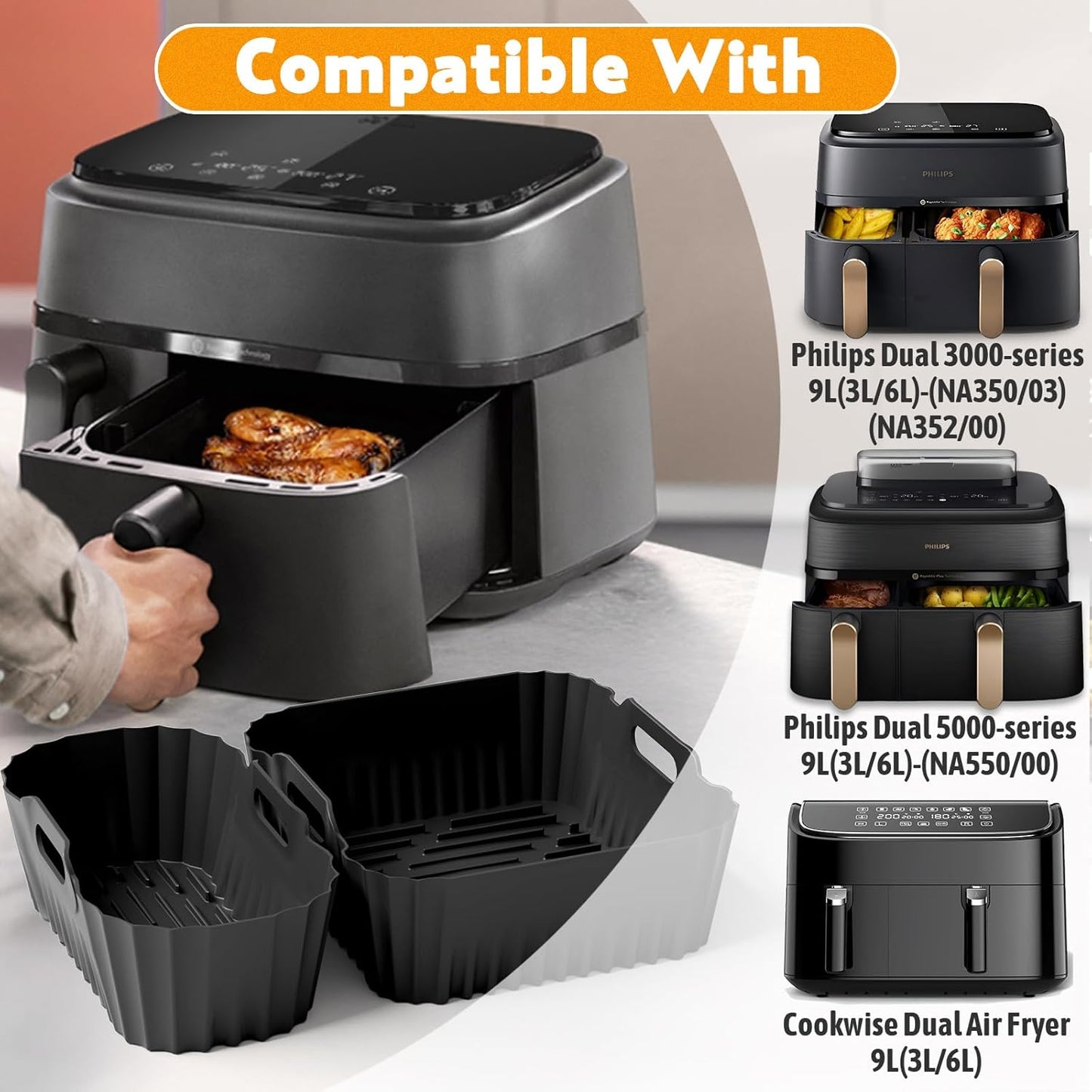 23-Piece Philips Dual Basket Airfryer Accessory Set with Silicone Moulds