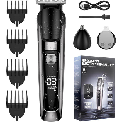Professional Wet-Dry Beard & Hair Trimmer with 8 Rotating Heads