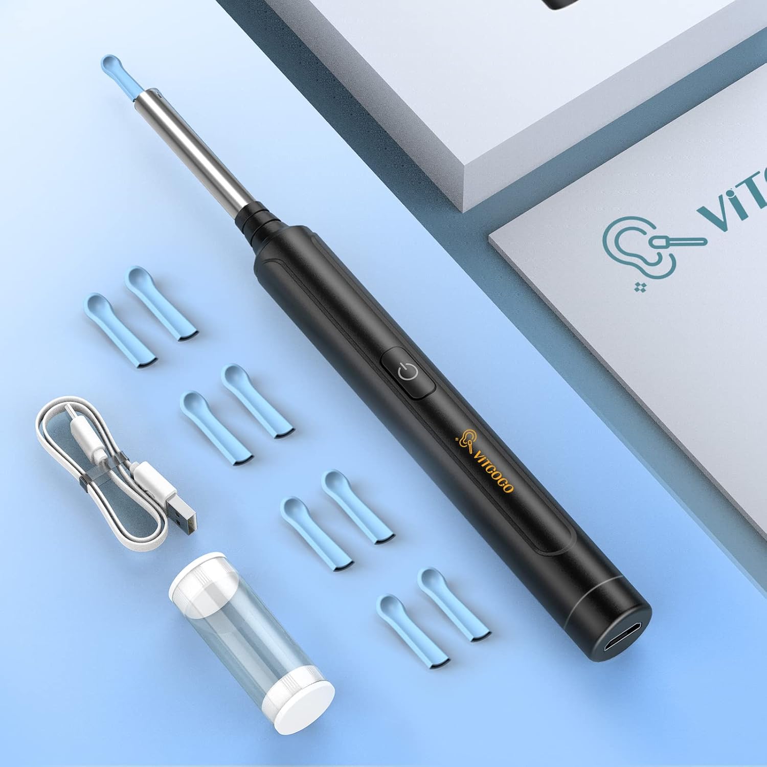 VITCOCO Wireless Ear Wax Removal Otoscope with 1296P HD Camera