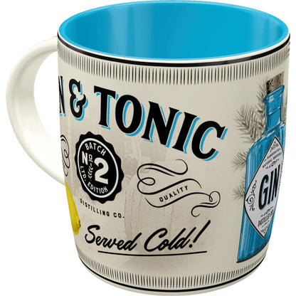 Gin & Tonic Ceramic Coffee Mug 330ml Retro Vintage Design Bar Accessory Gift
