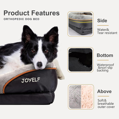 JOYELF X-Large Orthopedic Memory Foam Dog Bed with Washable Cover