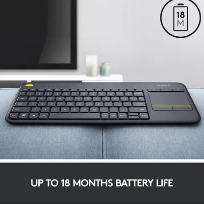 Logitech K400 Plus Wireless Keyboard with Touchpad – Arabic Layout, Black