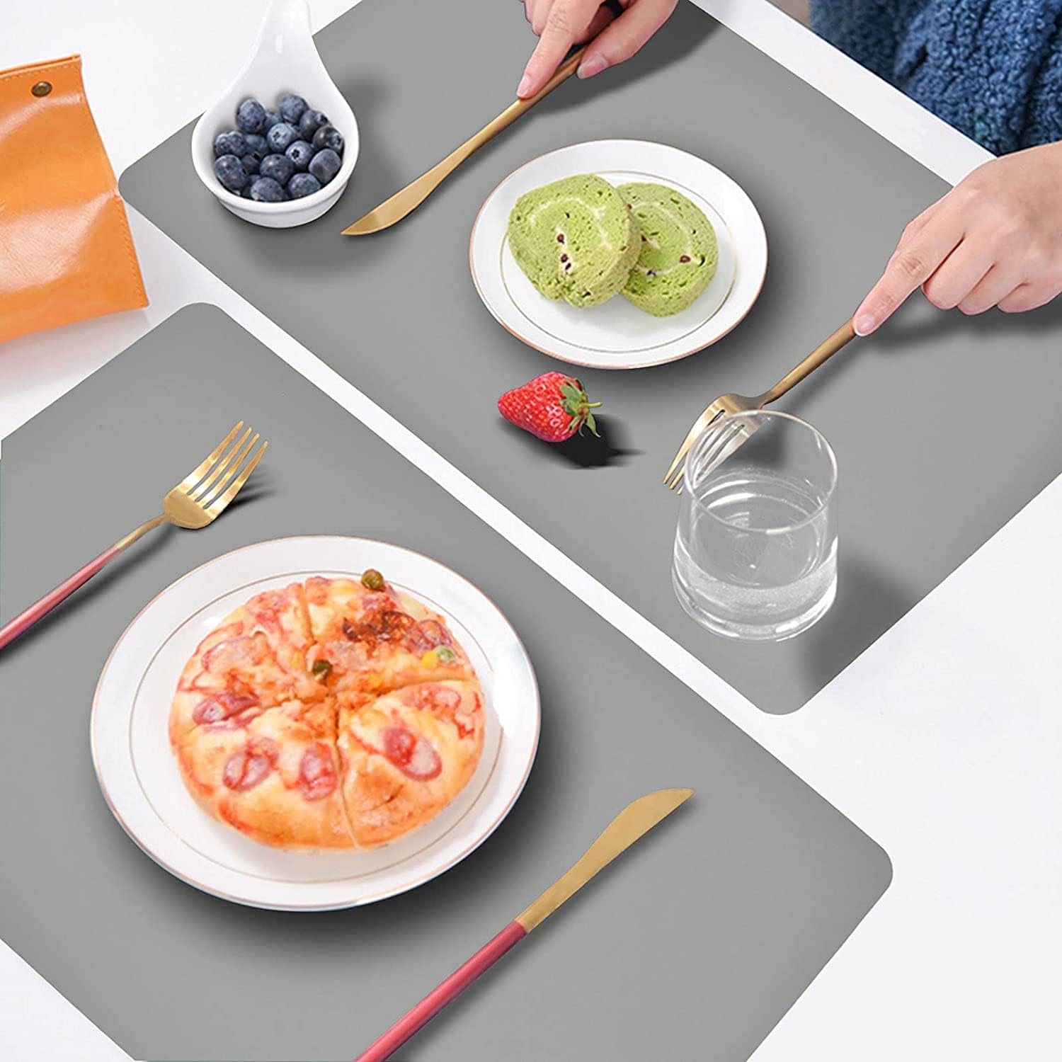 HELI MIAO Washable Heat-Resistant Leather Placemats Set of 6