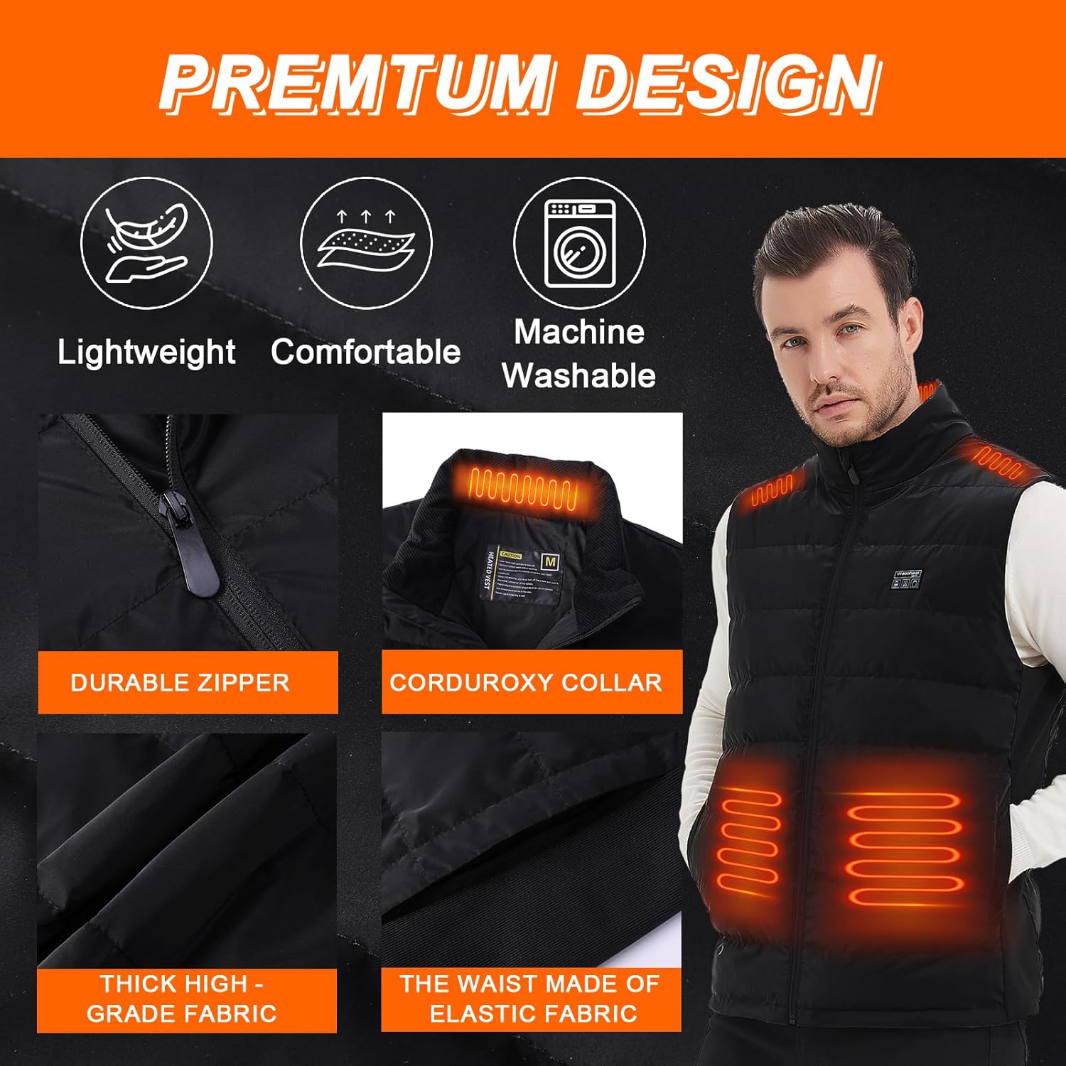 Heated Down Vest for Men and Women – 8 Zones, 10,000 mAh Battery, 90% Down Fill