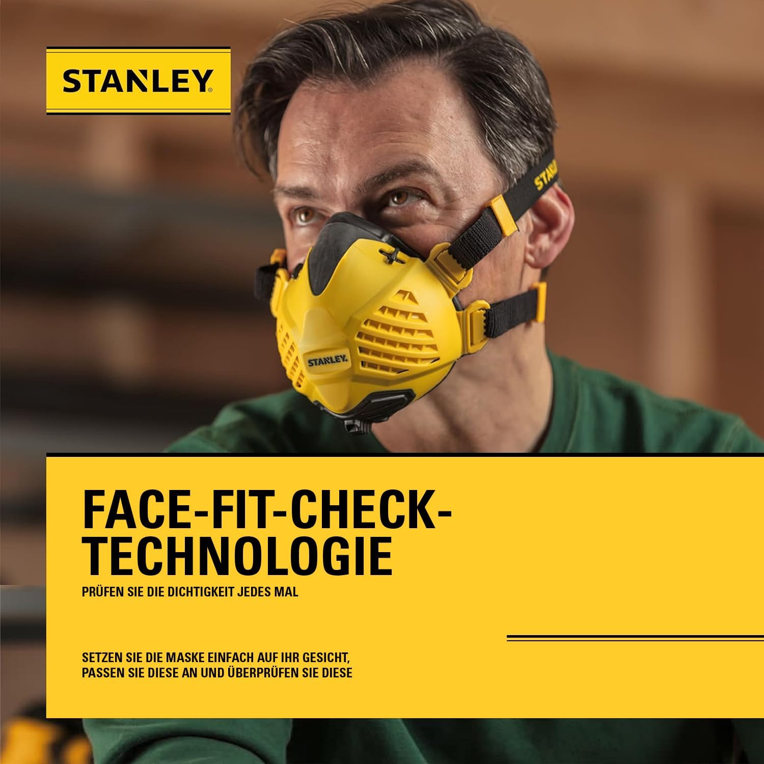 Stanley Reusable P3 Respirator Mask with Face-Fit-Check Technology and 99.99% Filtration