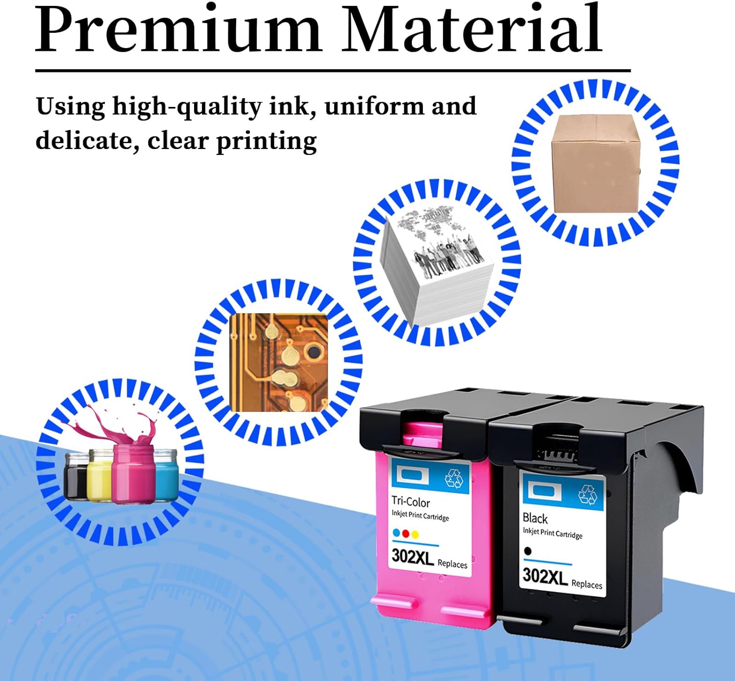 AENERN 302XL Ink Set for HP Black & Color Printing