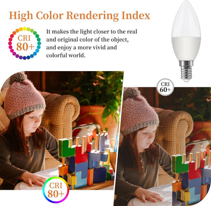 Ddlisu C37 E14 LED Candle Light Bulbs 5W 2700K 6 Pack