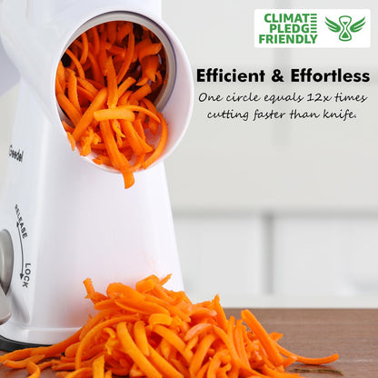 Rotary Cheese Grater with 3 Detachable Drum Blades, Dishwasher Safe